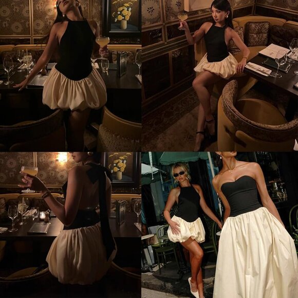 Women Bubble Hem Mini Dress Ruffle Backless Sleeveless Summer Party - Picture 3 of 6